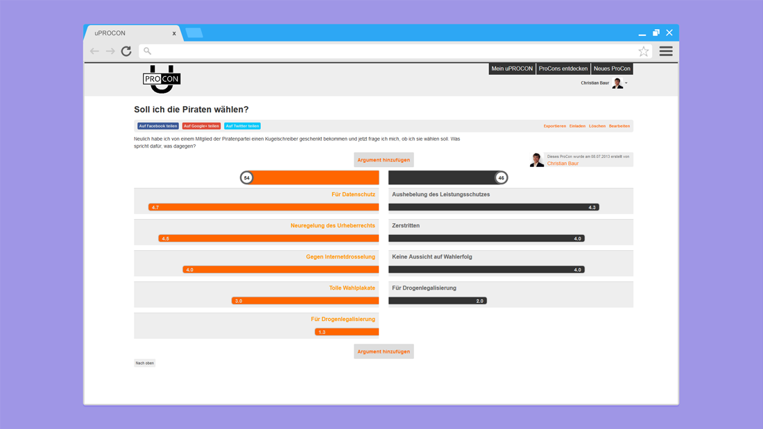 uPROCON - Web-App zur Entscheidungsfindung